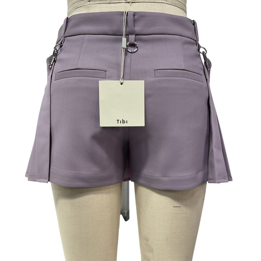 Tibi Tailored Purple Grain De Poudre Convertible Shorts Size 0 NWT - Picture 3 of 5